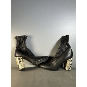 Vero Cuoio Women's Leather Boots leopard Tall Black Size 36 EU Made In Italy